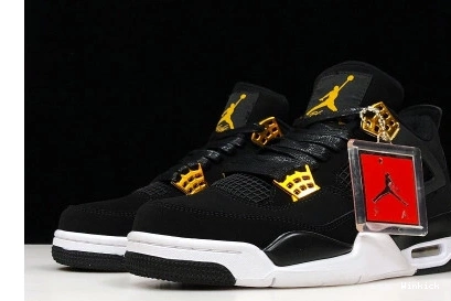 AIR 4 JORDAN MENS “ROYALTY” 308497-032 GOLD-WHITE BLACK METALLIC 0812